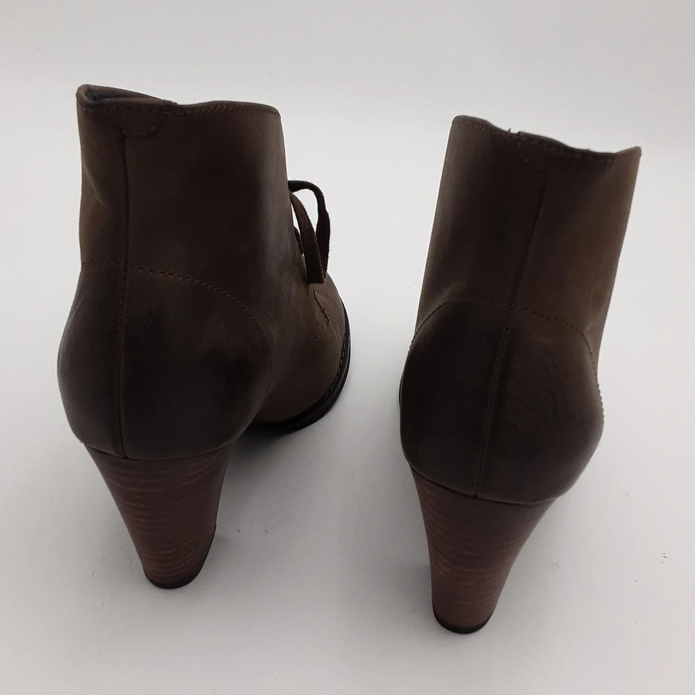 Indigo ankle leather booties women 7M brown casual festival retro y2k Lace-up